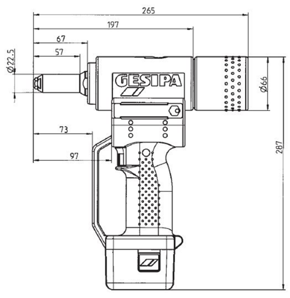 Gesipa 1457235 14.4V Li-Ion Accu AccuBird Popnageltang Set (2x 1.3Ah Accu) In Koffer - Detailed view of the product