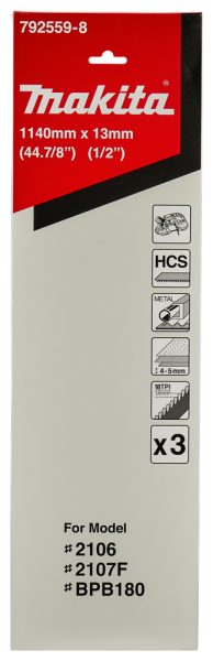 Makita 792559-8 Lintzaagblad - 1140 X 13 X 14TPI - Metaal / Kunststof - Detailed view of the product