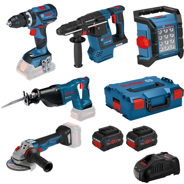 Bosch 18V Profi-Set 5-delig GSB+GWS+GBH+GSA+GLI