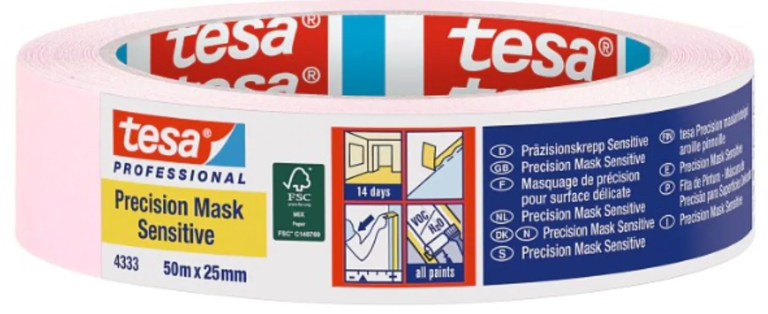 Tesa 4333 Professional Afplaktape Sensitive - 25mm X 50m