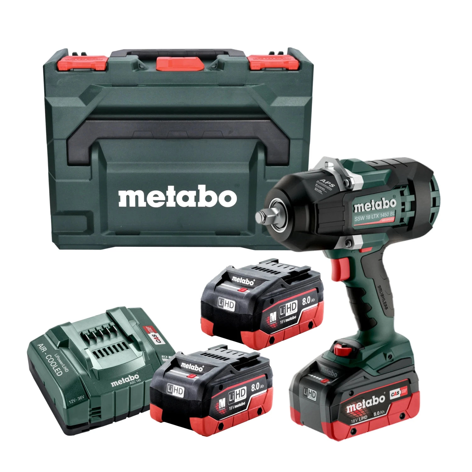 Metabo SSW 18 LTX 1450 BL 18V Li-ion Accu Slagmoersleutel Set (2x 8.0Ah LiHD Accu) In MetaBOX