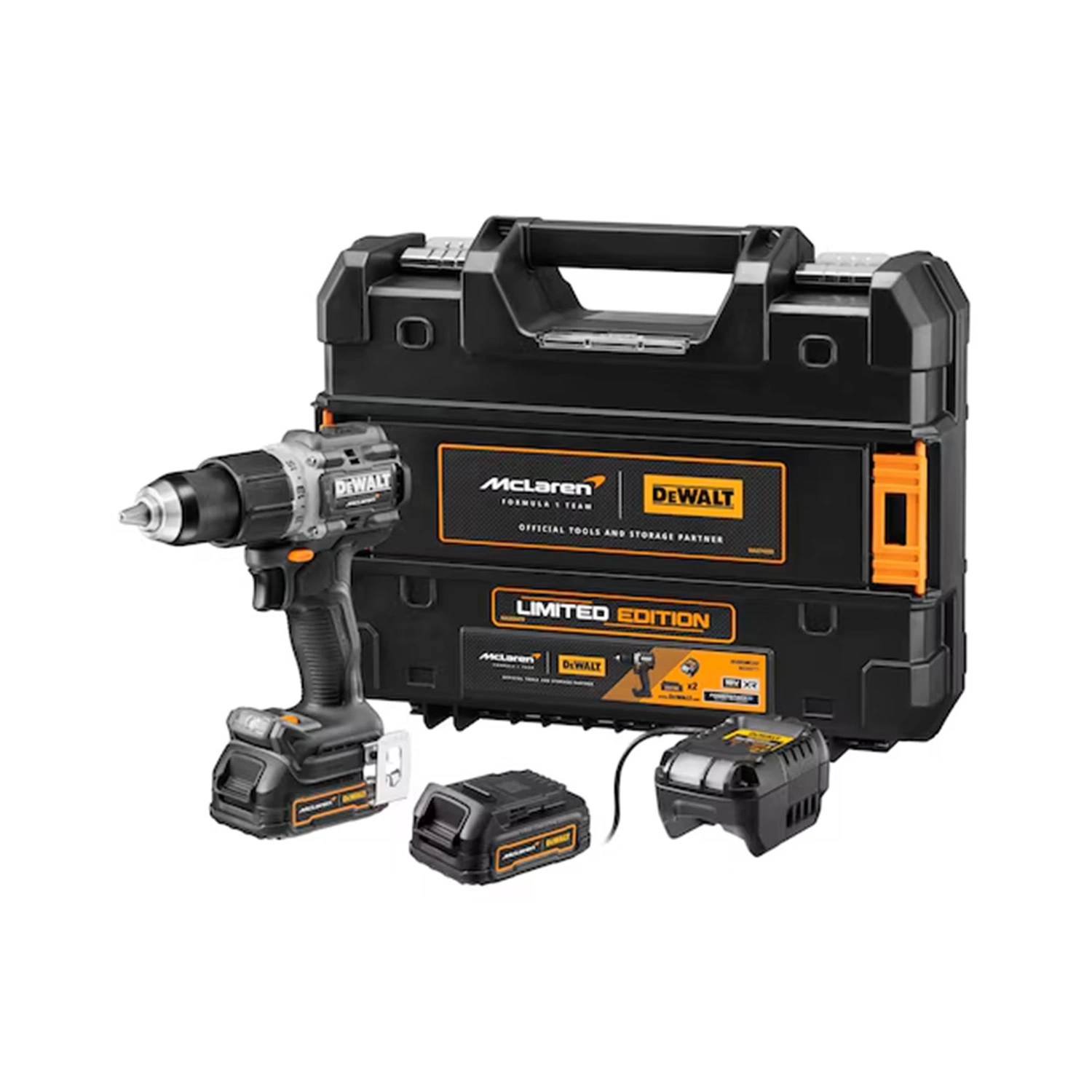DeWALT DCD85ME2GT 18V Li-ion Accu Compacte Klopboor-/schroefmachine Set (2x 1.7Ah Accu) In TSTAK - McLaren Edition