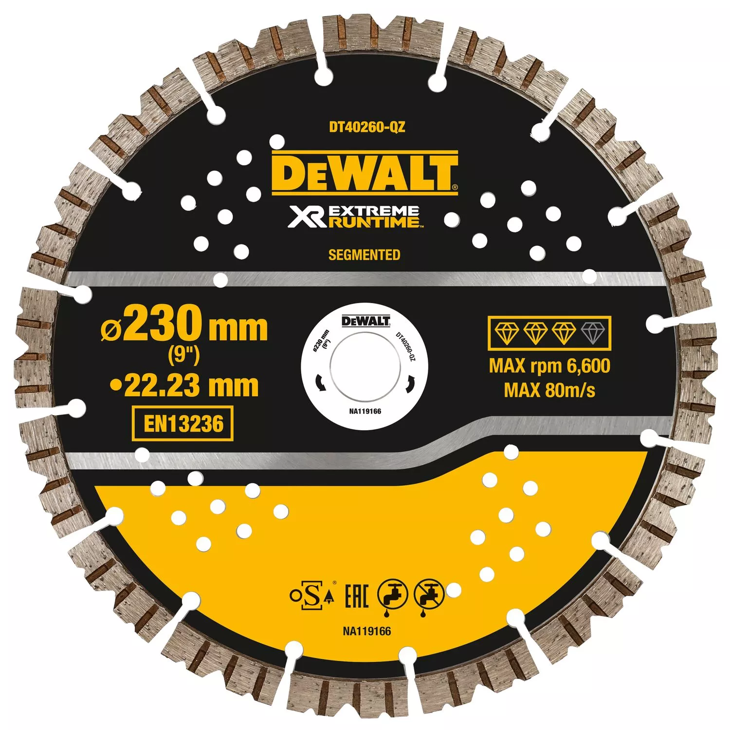 DeWALT DT40260 XR Extreme Diamantdoorslijpschijf - 230 X 22,23 X 2,3mm - Beton - Steen
