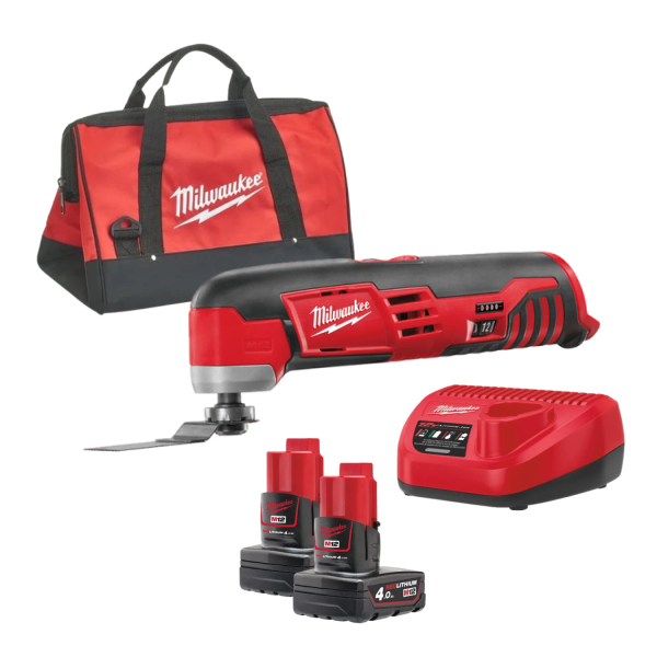 Milwaukee C12 MT-402B 12V Li-Ion Accu Multitool Set (2x 4.0Ah Accu) + 8 Delige Accessoireset In Tas - Variabel