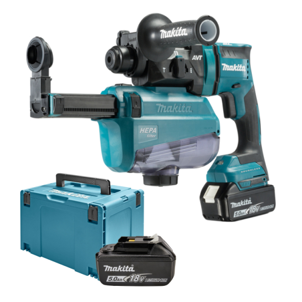 Makita DHR182RTWJ 18V Li-Ion Accu SDS-plus Combihamer Set (2x 5,0Ah Accu) In Mbox - 1,7J - Koolborstelloos afbeelding