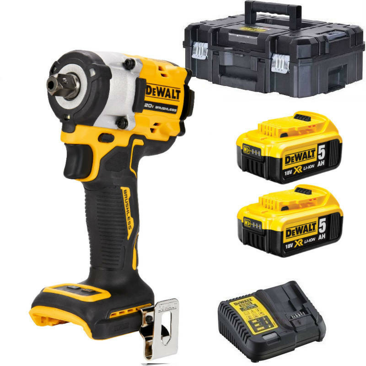 DeWALT DCF922P2T-QW 18V Li-ion XR accu slagmoersleutel set (2x 5.0Ah) met ratel in TSTAK - 1/2