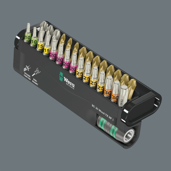 Wera 05057436001 30-delige Bit-Check 30 Wood TX HF 1 - PH/PZ/TX - Detailed view of the product
