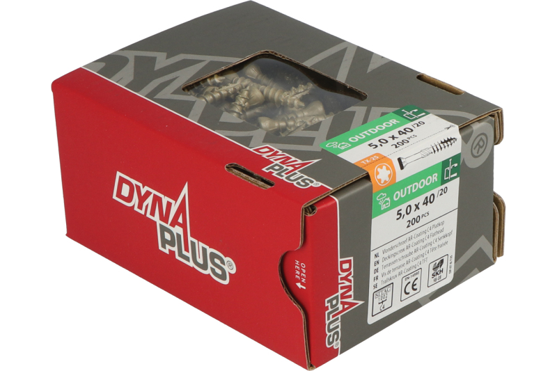 DynaPlus 0283.08.41601 Vlonderschroef - TX20 - 5.0 X 40/18mm - 60 Graden Platkop - Deeldraad - Verzinkt (200st) - Detailed view of the product