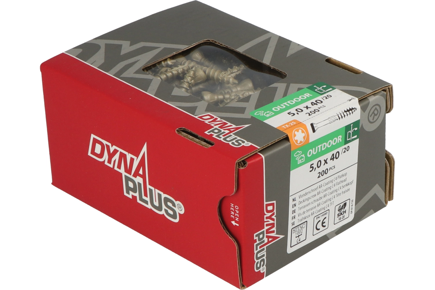 DynaPlus 0283.08.41601 Vlonderschroef - TX20 - 5.0 X 40/18mm - 60 Graden Platkop - Deeldraad - Verzinkt (200st) thumbnail 3