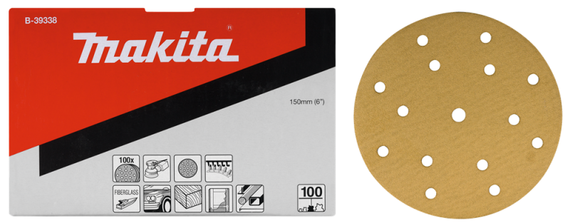 Makita B-39300 Schuurschijf - Velcro - K40 - 150mm (50st) - Detailed view of the product