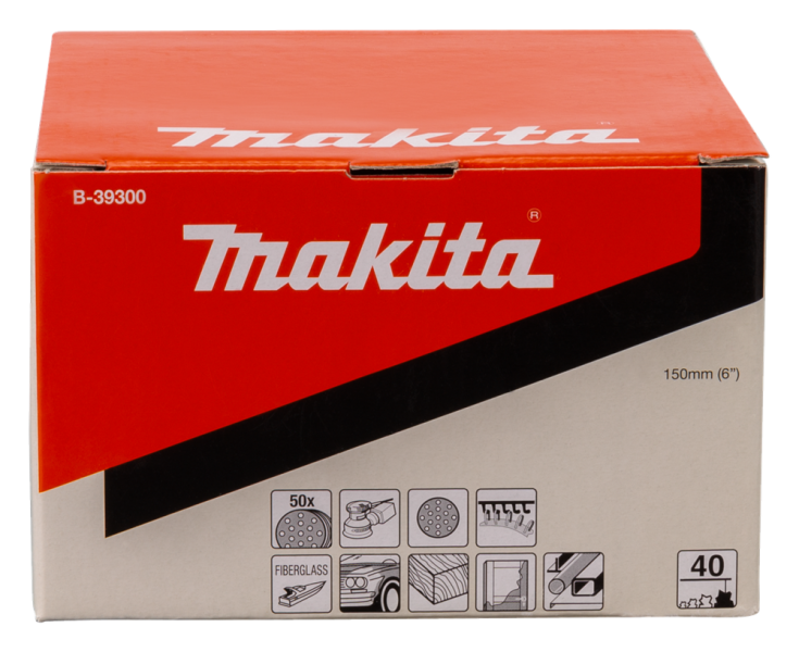 Makita B-39300 Schuurschijf - Velcro - K40 - 150mm (50st) - Detailed view of the product