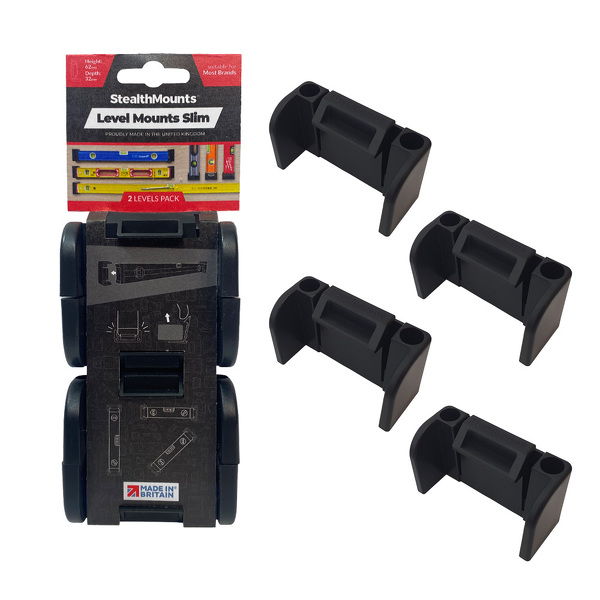 StealthMounts OM-LM-SL-BLK-2 Level Mounts Slim Universele Houder - Zwart - 4-pack