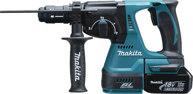 Makita DHR243RFJ 18V Li-Ion Accu SDS-plus Combihamer + Verwisselbare Kop Set (2x 3.0Ah Accu) In Mbox - Koolborstelloos
