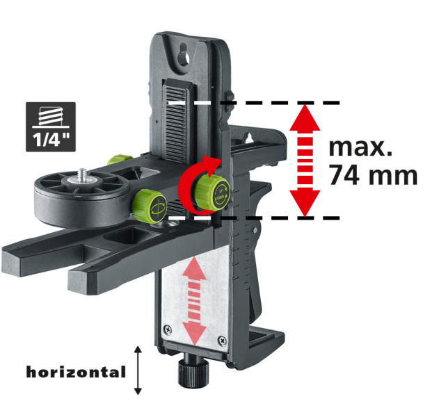 Laserliner CrossGrip Plus Klem- En Wandhouder - Magnetisch - 1/4" - Detailed view of the product