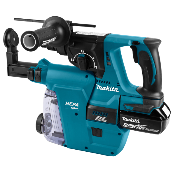 Makita DHR242RTJW 18V Li-Ion SDS-Plus Accu Combihamer Incl. Stofafzuiging Set (2x 5,0Ah) In Mbox - 24mm - Koolborstelloos - Detailed view of the product
