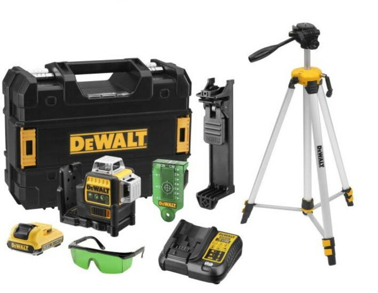 DeWALT DCE089D1GTRI 10.8V Li-Ion Accu Kruislijnlaser In Koffer (1x 2,0Ah Accu) + Statief - 30m