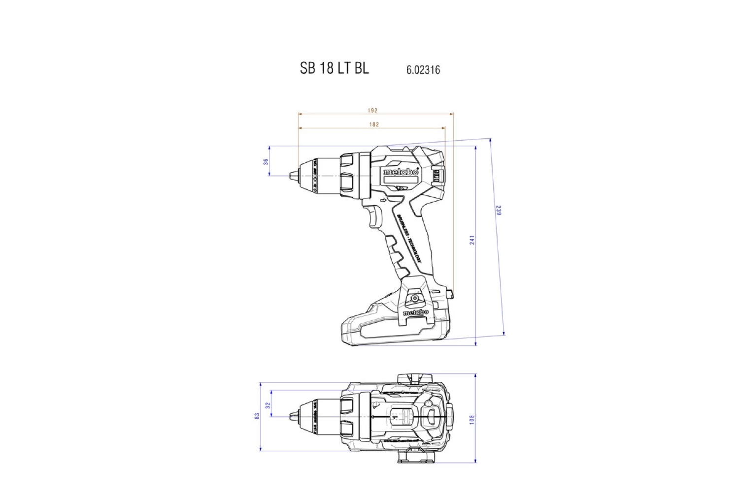 Metabo SB 18 LT BL 18V LiHD Accu Klopboor- /schroefmachine Set (2x 4.0Ah Accu) In MetaBOX - Koolborstelloos thumbnail 3