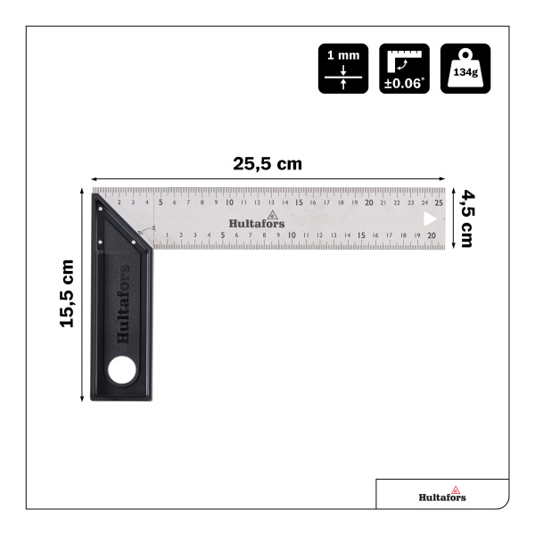 Hultafors S25L Lichtgewicht Winkelhaak - 250mm - Detailed view of the product