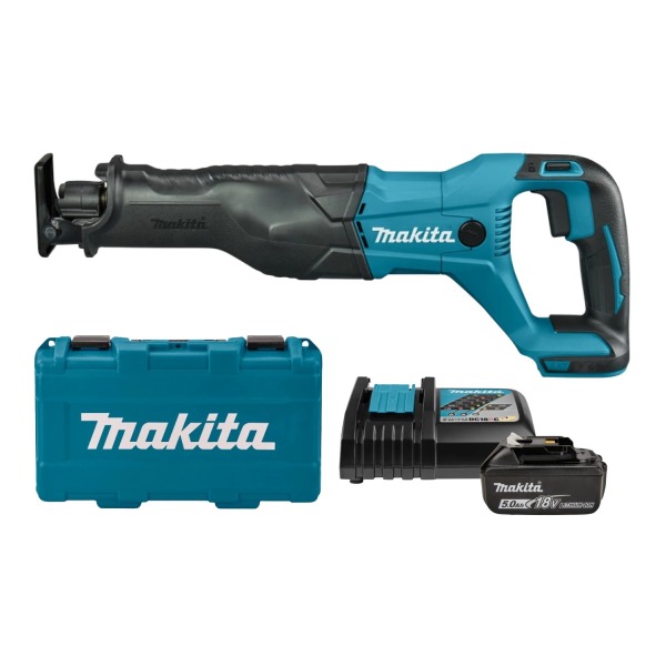 Makita DJR186RT 18V Li-Ion Accu Reciprozaag Set (1x 5.0Ah Accu) In Koffer - Snelwissel - Variabel EAN: 88381817981