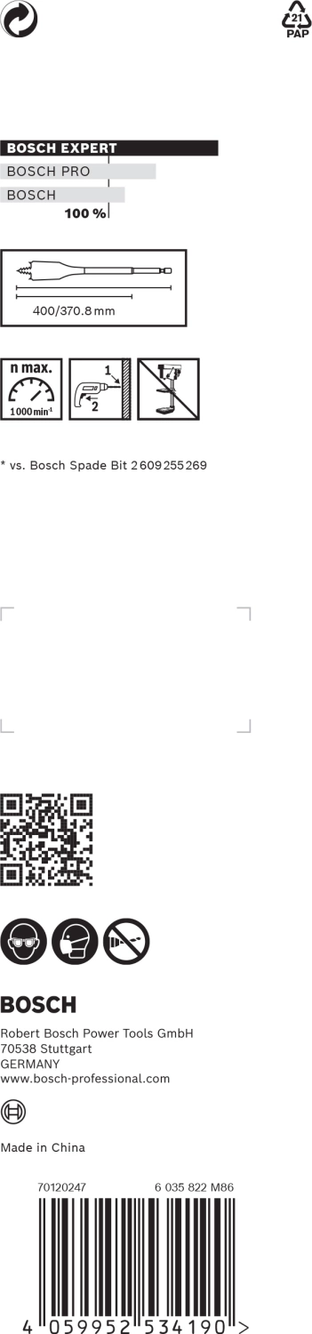 Bosch 2608900345 EXPERT Speedboor Self Cut Speed, Zeskantschacht 18 X 400mm thumbnail 3