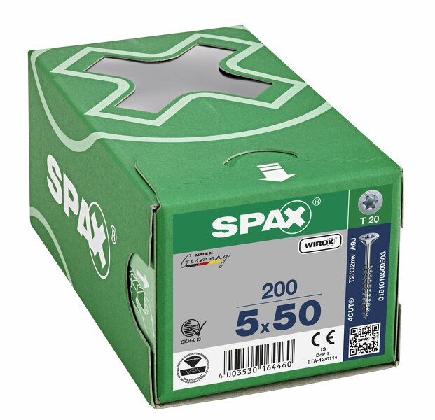 SPAX Universele Schroeven Verzonken Kop - Deeldraad - T20 - 5.0x50 Mm (200st) - Detailed view of the product