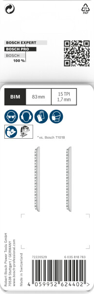 Bosch 2608655091 PRO T101BIF Decoupeerzaagblad Clean - Laminaat (2st) - Detailed view of the product