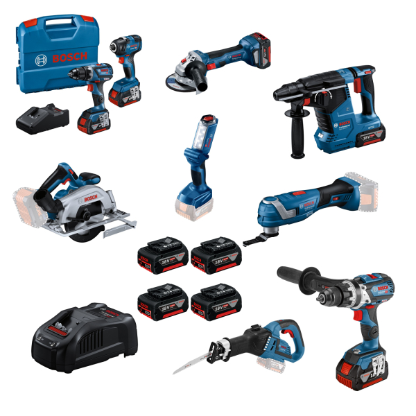 Bosch 8 Toolkit 18V 8-delige Accu Combiset (4x 5,0Ah) In Tas EAN: 4053423257113