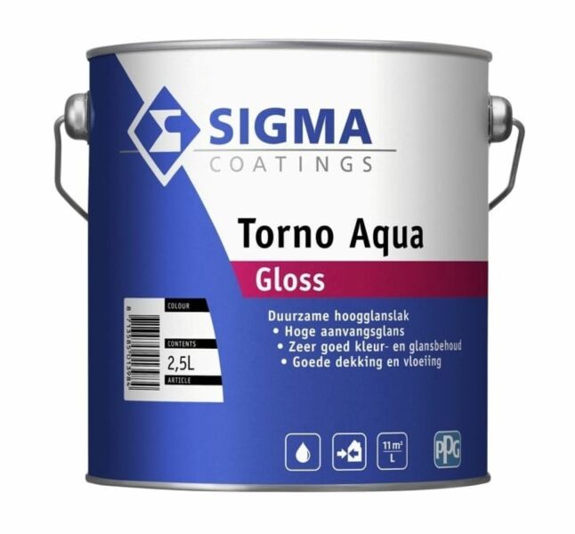 Sigma Torno Aqua Gloss - Op Kleur Gemengd 2,5L