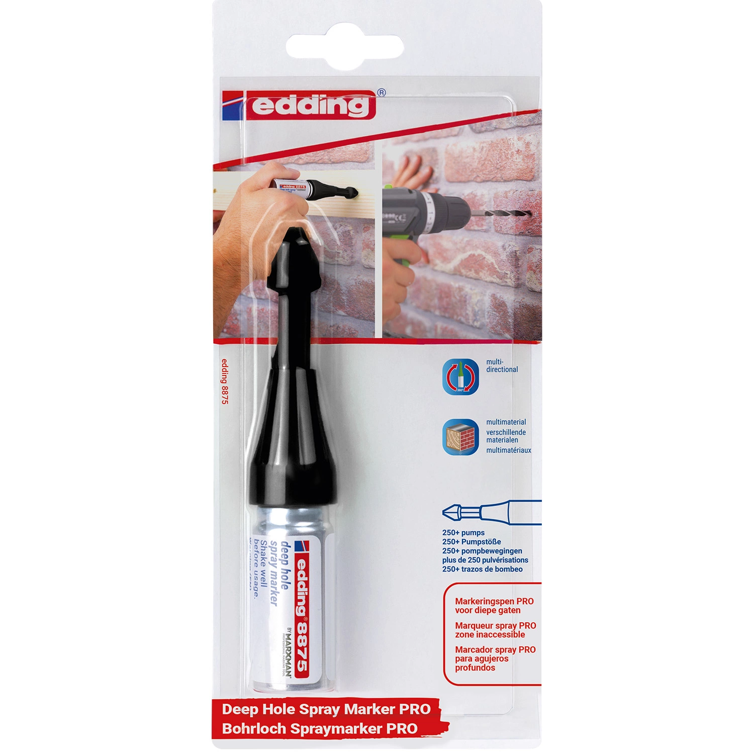 Edding ED066527 Markeerspray Diep Gat - E-8875 PRO Blister Zwart -1st