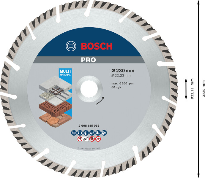 Bosch 2608615065 Standard Diamantdoorslijpschijf - 230 X 22,23 X 2,6mm - Universeel - Detailed view of the product