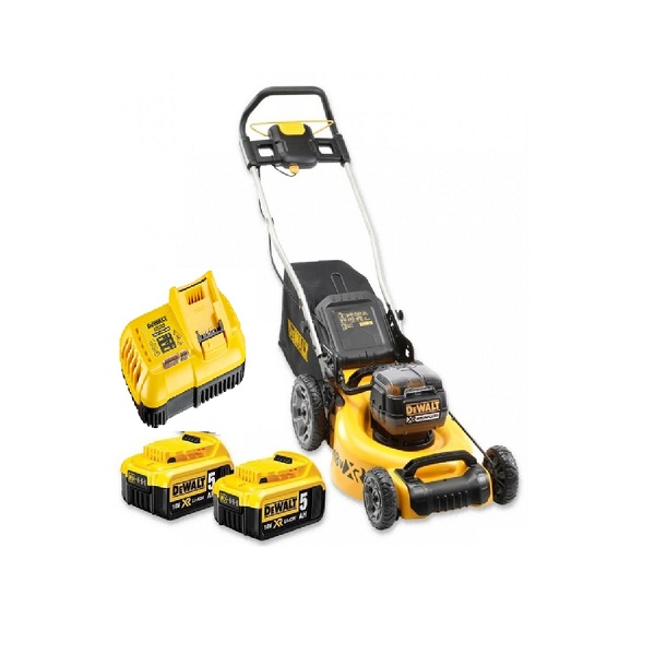 DeWALT DCMW564P2 18V Li-Ion Accu Grasmaaier Set (2x 5.0Ah Accu) Incl. 1 Opvangzak - 55L - 48cm EAN: 5035048690116