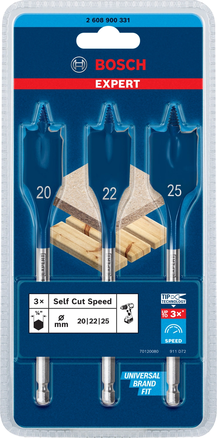 Bosch 2608900331 EXPERT 3-delige Speedborenset Self Cut Speed - 20/22/25mm thumbnail 2