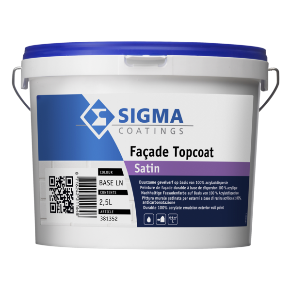 sigma facade topcoat satin donkere kleur 2.5 ltr