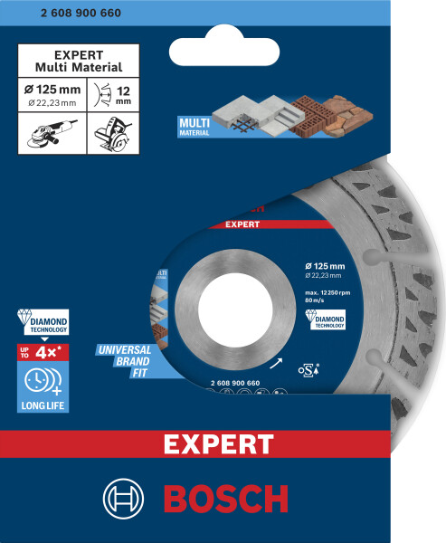 Bosch 2608900660 EXPERT Diamantdoorslijpschijf - MultiMaterial - 125 X 22,23 X 2,2 X 12mm - Detailed view of the product