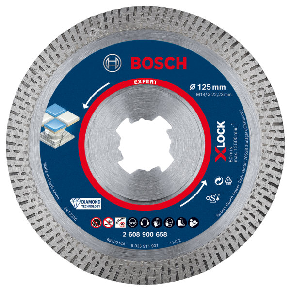 Bosch 2608900658 EXPERT X-LOCK Diamantschijf Hard Ceramic 125 X 22,23 X 1,4 X 10 Mm