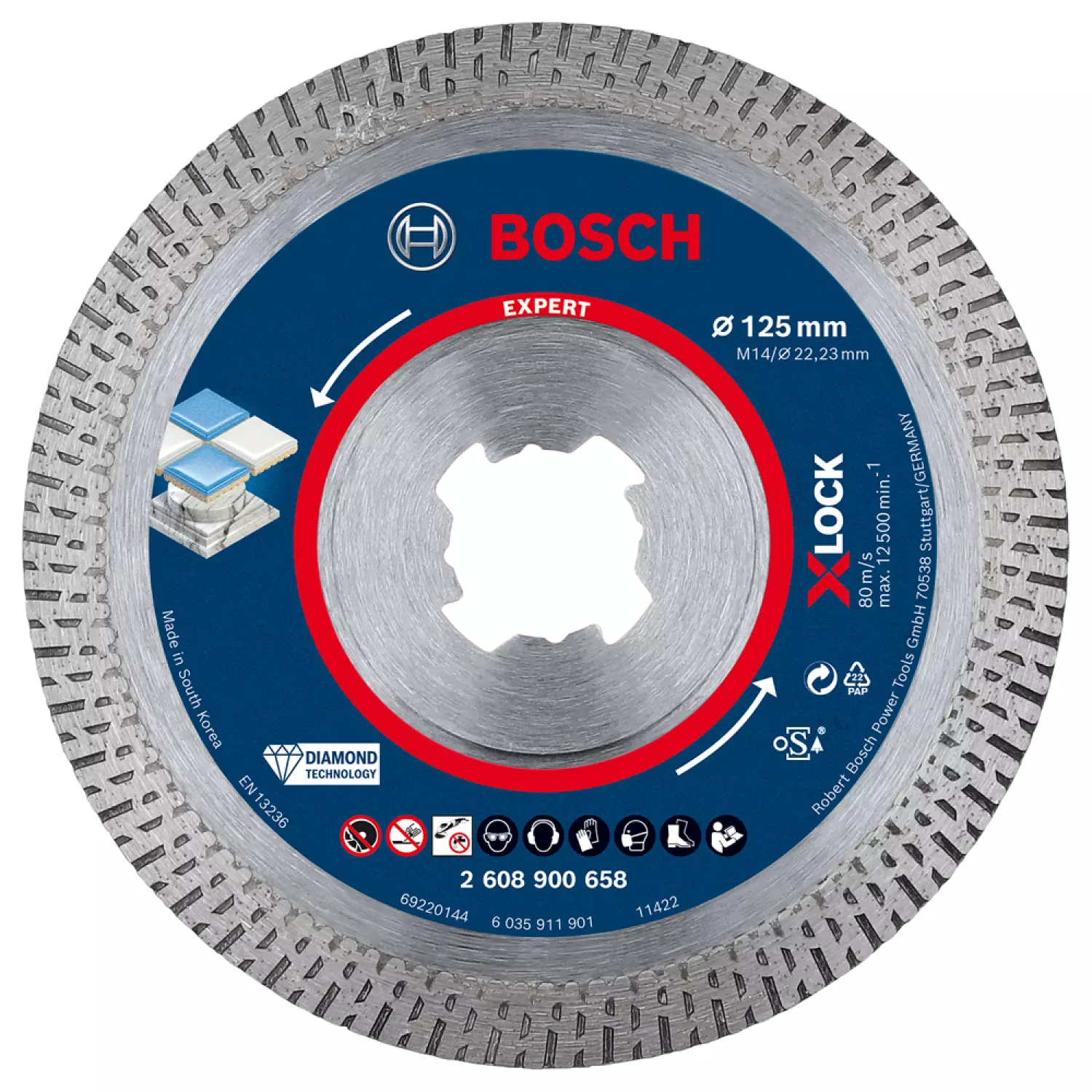 Bosch 2608900658 EXPERT X-LOCK Diamantschijf Hard Ceramic 125 X 22,23 X 1,4 X 10mm