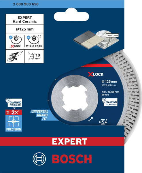 Bosch 2608900658 EXPERT X-LOCK Diamantschijf Hard Ceramic 125 X 22,23 X 1,4 X 10mm - Detailed view of the product