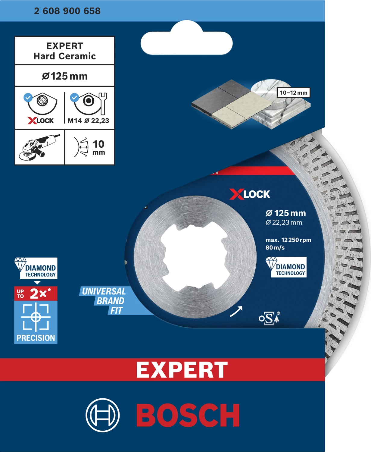 Bosch 2608900658 EXPERT X-LOCK Diamantschijf Hard Ceramic 125 X 22,23 X 1,4 X 10mm thumbnail 2