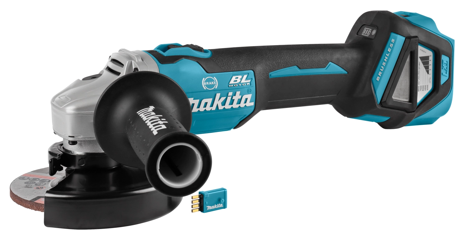 Makita DGA514RTJU 18V Li-Ion Accu AWS haakse slijper set (2x 5.0Ah accu) in Mbox - 125mm - koolborstelloos