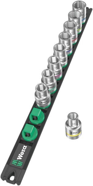 Wera 05005460001 9-delige Dop-magneetstrip C 4 Zyklop Doppenset Incl. Houder - 1/2" - Detailed view of the product