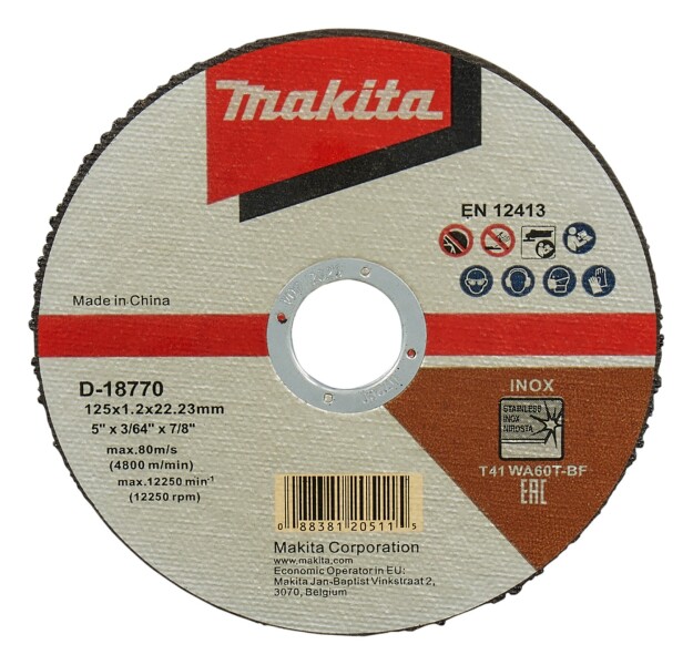 Makita D-18770 Doorslijpschijven -125x22,23x1.2 Mm - RVS (100 St)