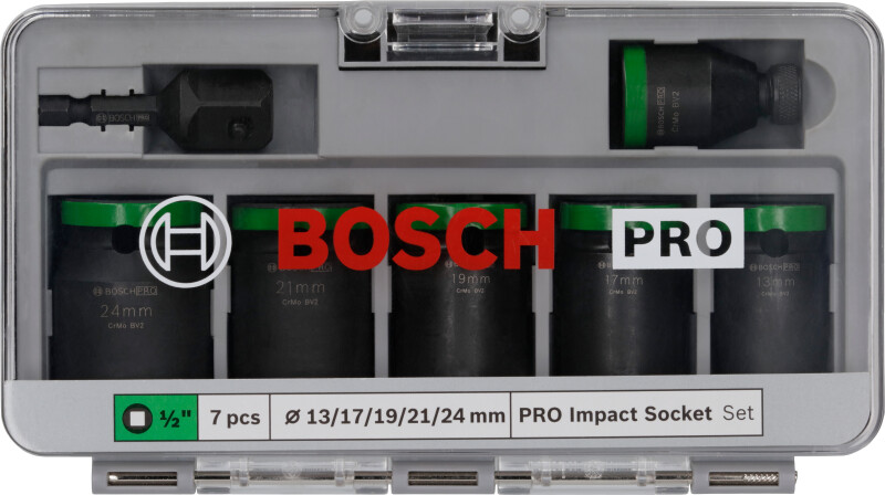 Bosch 2608003032 7-delige Doppen En Adapter Set - 1/2'' - Default image for the product
