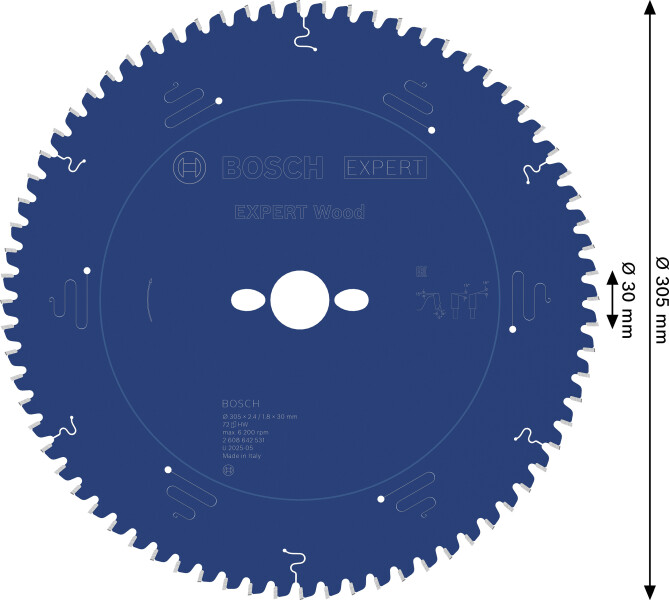 Bosch 2608642531 Expert Cirkelzaagblad - 305 X 30 X 72T - Hout - Carbide - Detailed view of the product