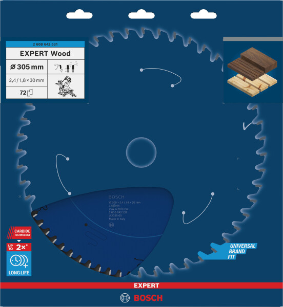 Bosch 2608642531 Expert Cirkelzaagblad - 305 X 30 X 72T - Hout - Carbide - Detailed view of the product