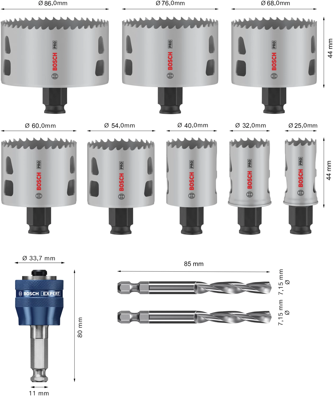 Bosch 2608594430 PRO Multi Material 11-delige Gatzaagset Met Power Change Plus thumbnail 3