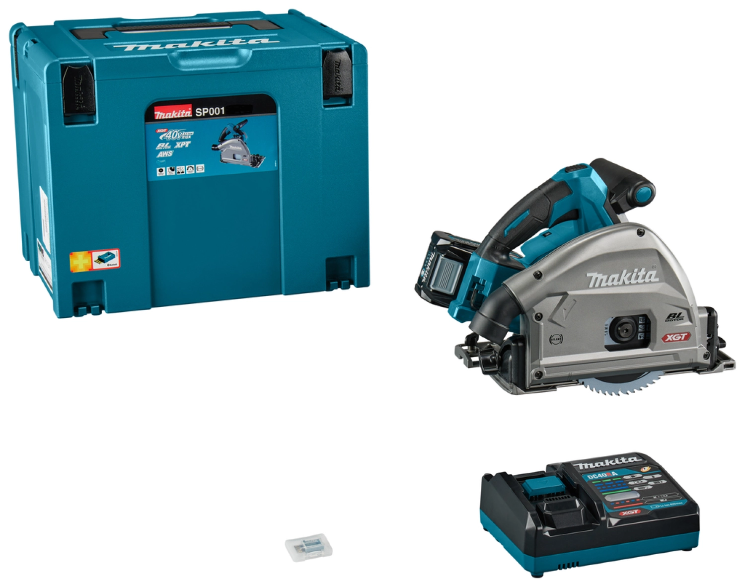 Makita SP001GM101 XGT 40V Max Li-Ion Accu Invalcirkelzaag (4,0Ah Accu En Lader) In Mbox Met AWS Zender - 165mm