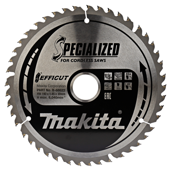Makita B-68638 Cirkelzaagblad Hout - 190x30x1,45mm 45T