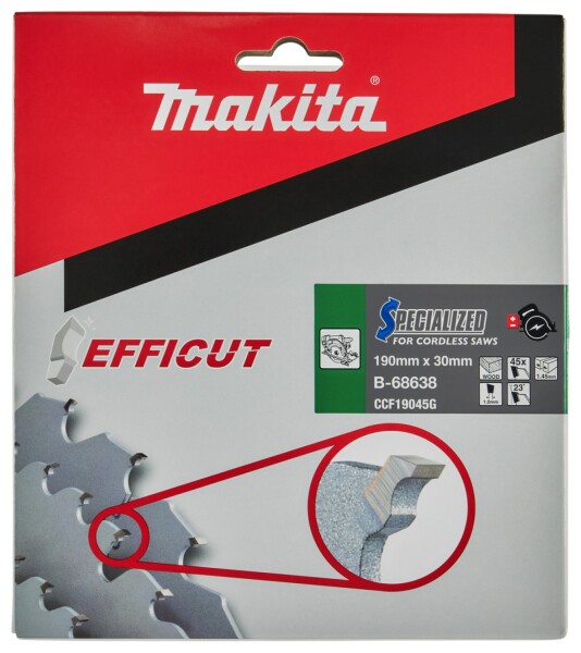 Makita B-68638 Cirkelzaagblad Hout - 190x30x1,45mm 45T - Detailed view of the product