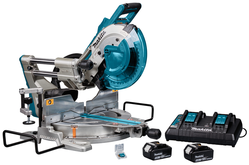 Makita DLS111PT2U 36V (2x18V) Li-ion Accu Afkortzaag Set (2x5.0Ah) - 260mm - Detailed view of the product