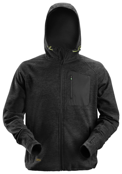 Snickers 8041 FlexiWork Fleece Trui Met Capuchon - Zwart - Maat S